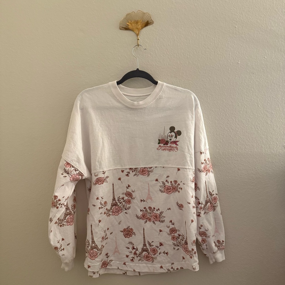 Disney Floral Mickey Mouse Shirt - White and Pink Epcot Paris